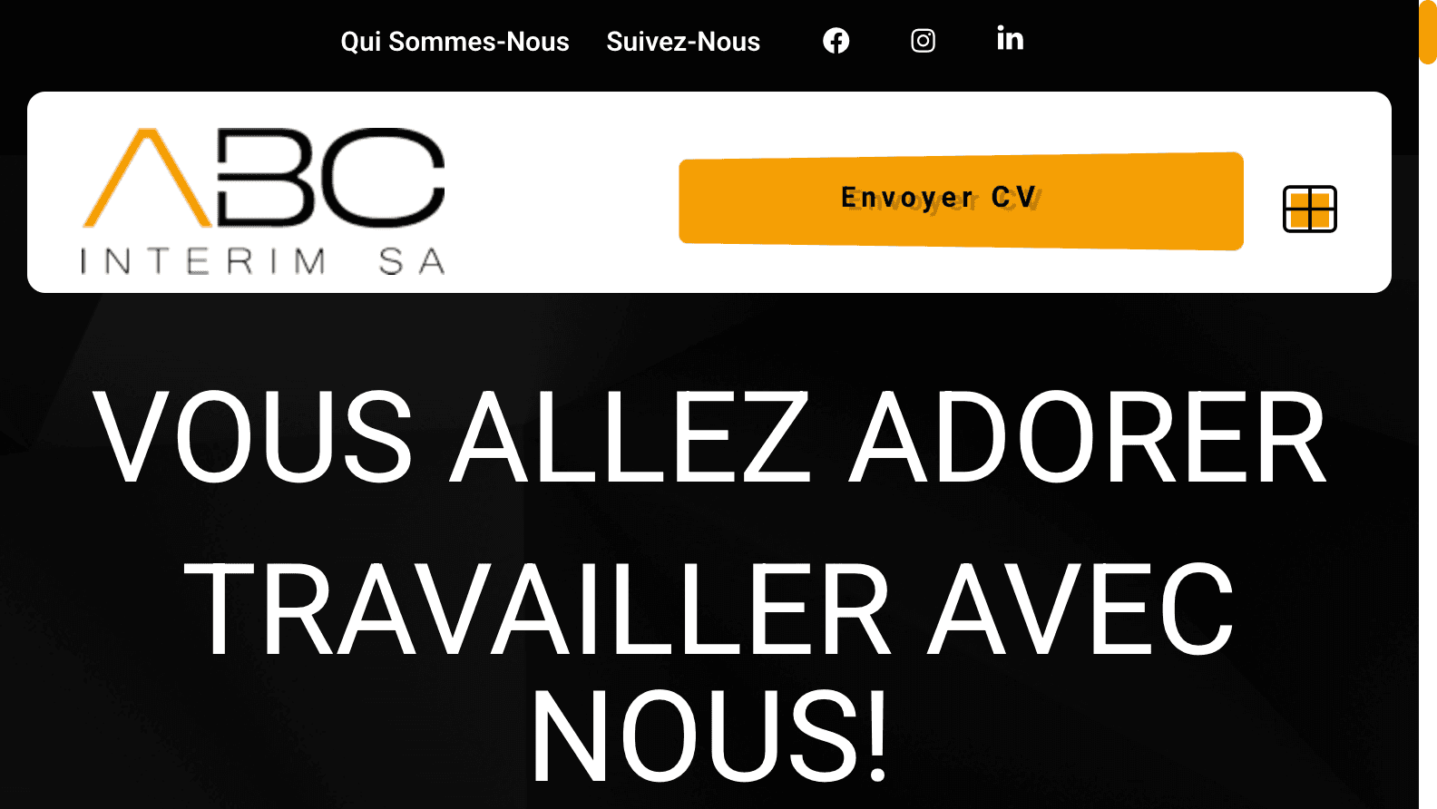ABC Interim SA — Site internet créé par Fibroweb, agence web à Perpignan